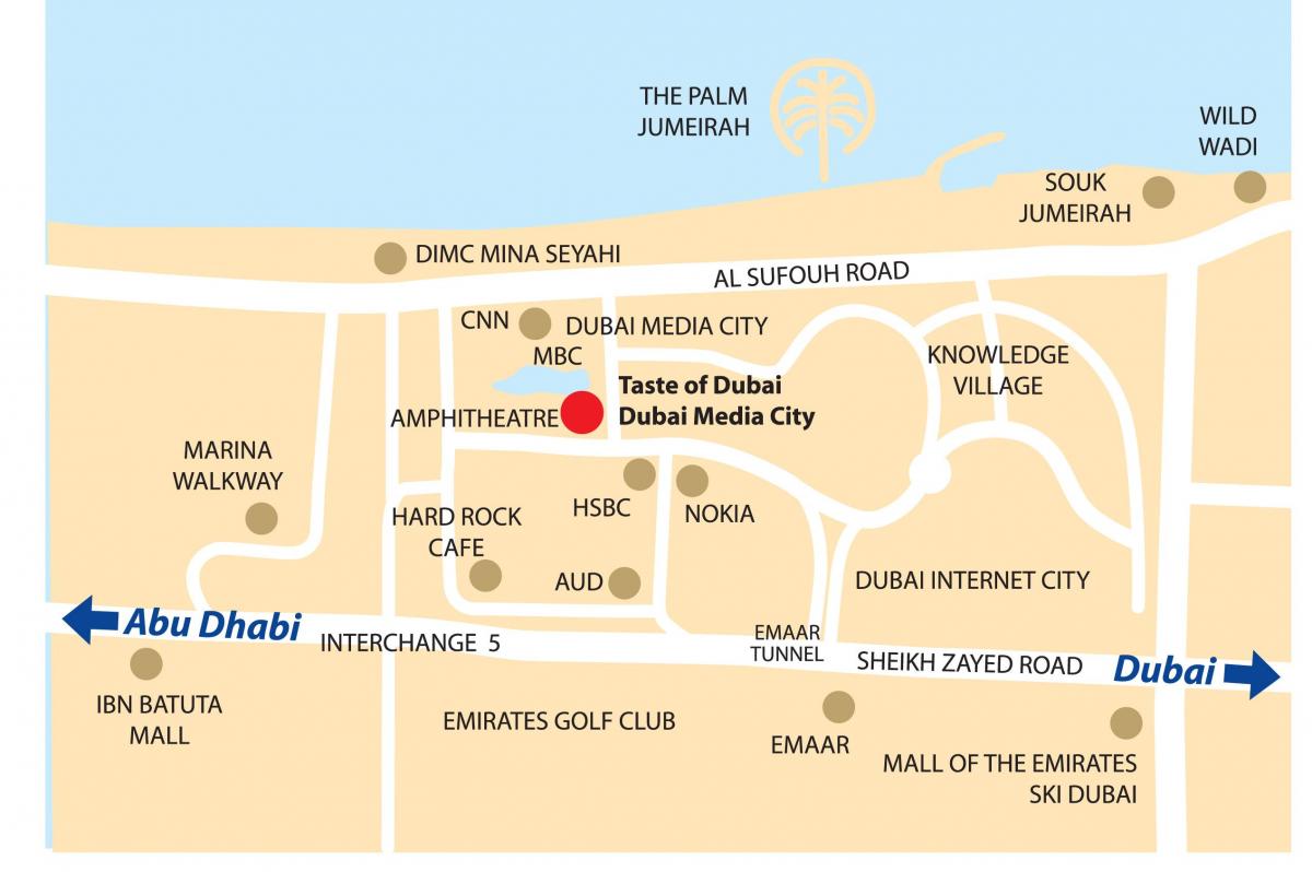 Дубай медіа Сіті розташування на карті