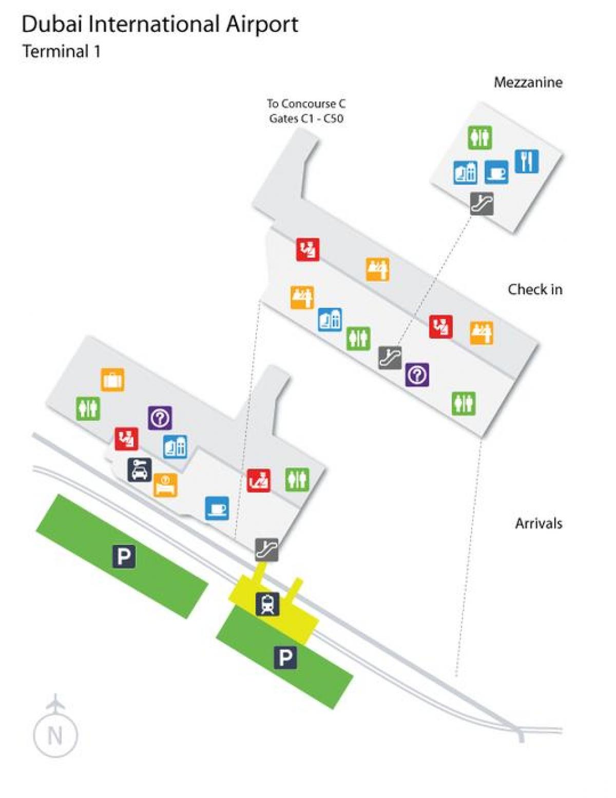Аеропорт Дубай термінал 1 Розташування на карті