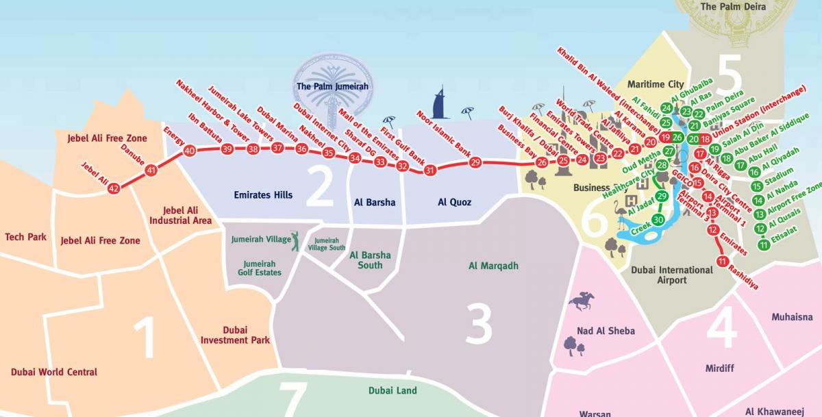 карта районів Дубаї