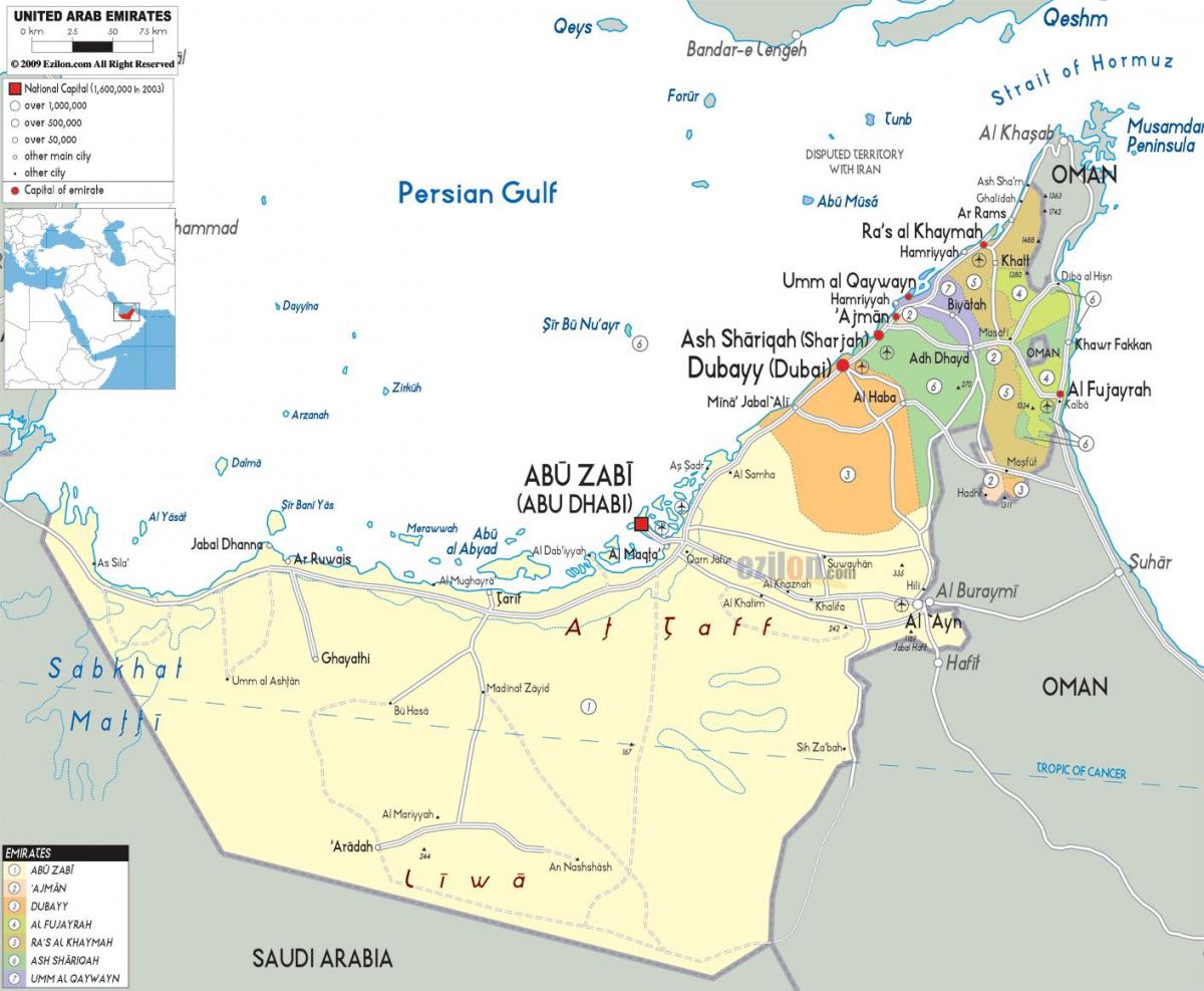 політична карта Дубая