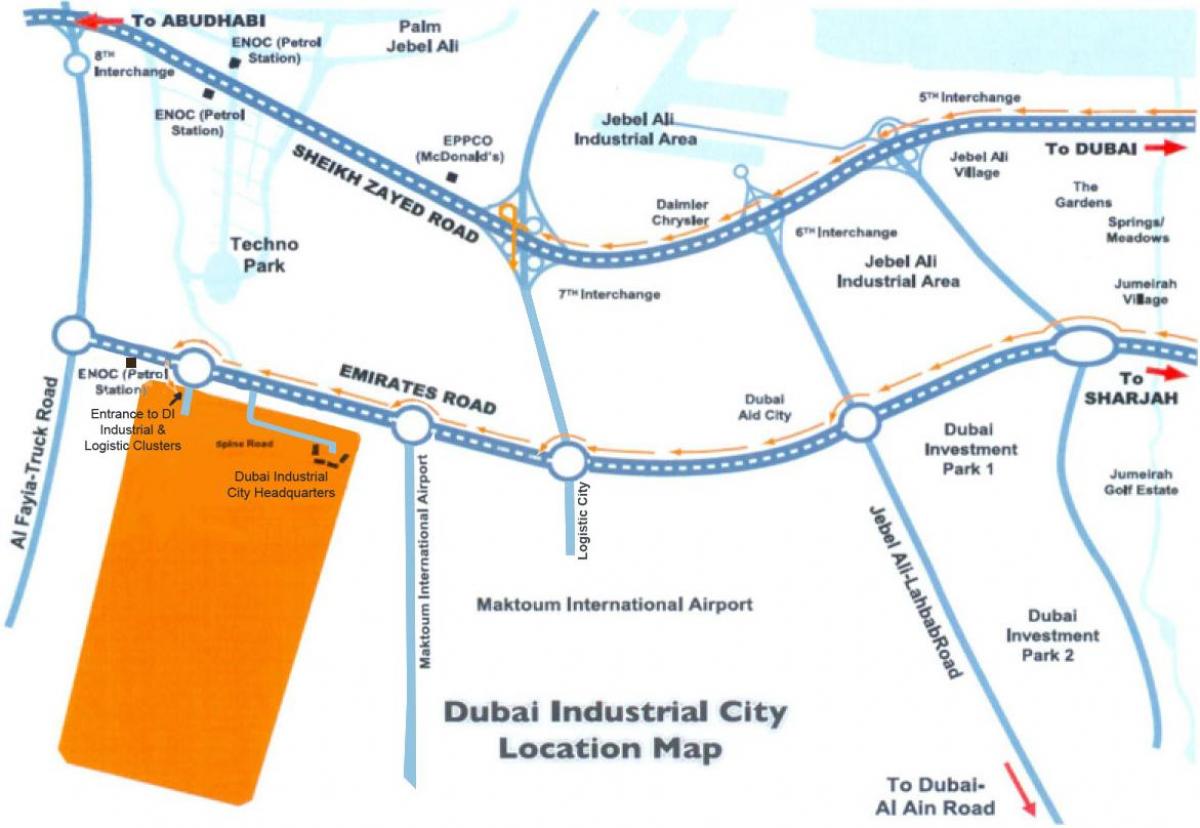 карта Дубая промисловий місто