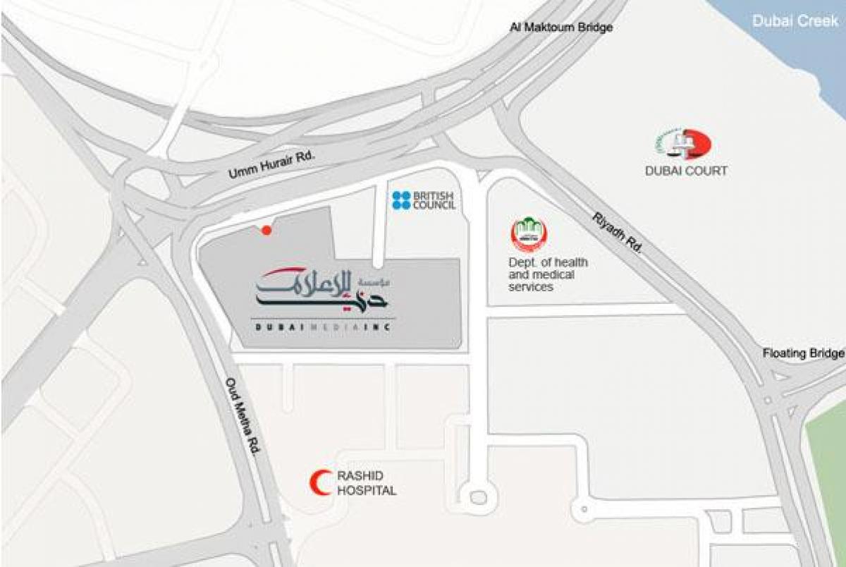 Рашид госпіталь Дубаї розташування на карті